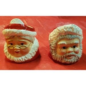 HTF Allure Ceramic Mr & Mrs Claus Santa Mug Votive Set Vtg Christmas Collectible